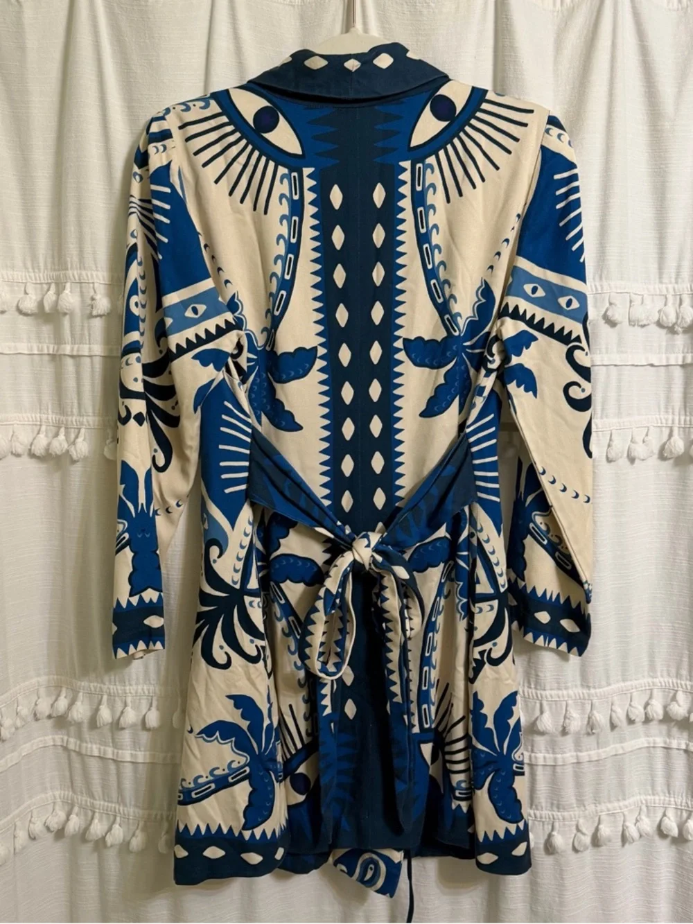 Farm Rio Palm Tree and Evil Eye Long-Sleeve Blazer Dress Size Small Petite - Picture 4 of 12